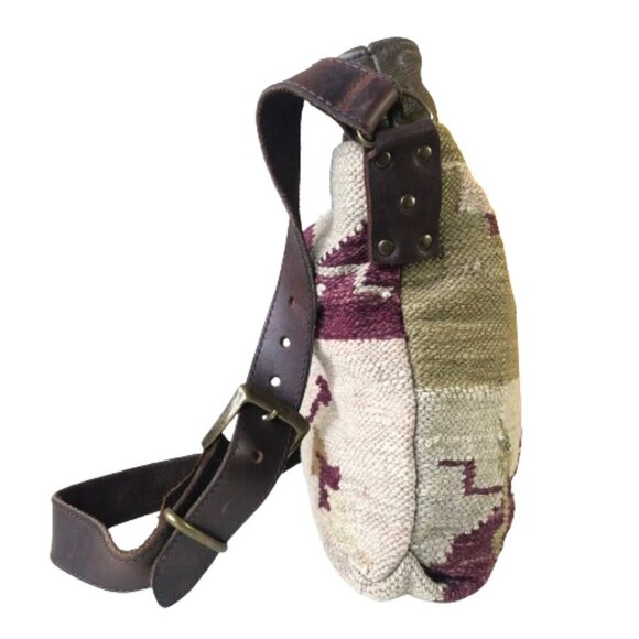 Kilim carpet or tapestry leather bag handbag purse - Picture 4 of 16